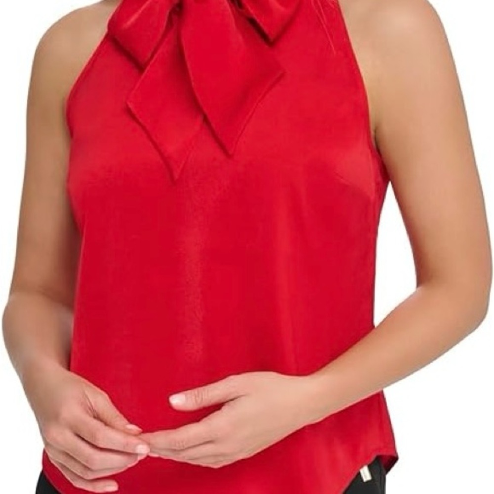 Tommy Hilfiger Tie Neck Elegant Red Halter Top